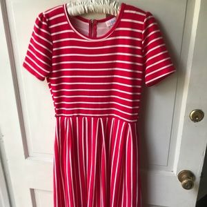 Lularoe Amelia Dress, Red and White Stripe